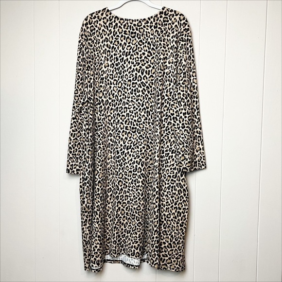 Honeyme Curvy Stretch Jersey Knit Tunic Dress 3X neutral leopard cheetah pockets - Picture 5 of 11